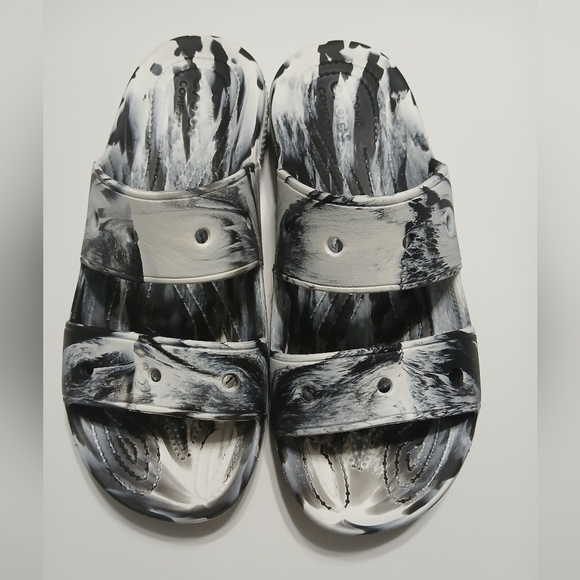 Crocs Black‎ and White Slide Sandals - Picture 2 of 9